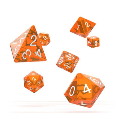 RPG Dice Set Translucent Orange Set of 7