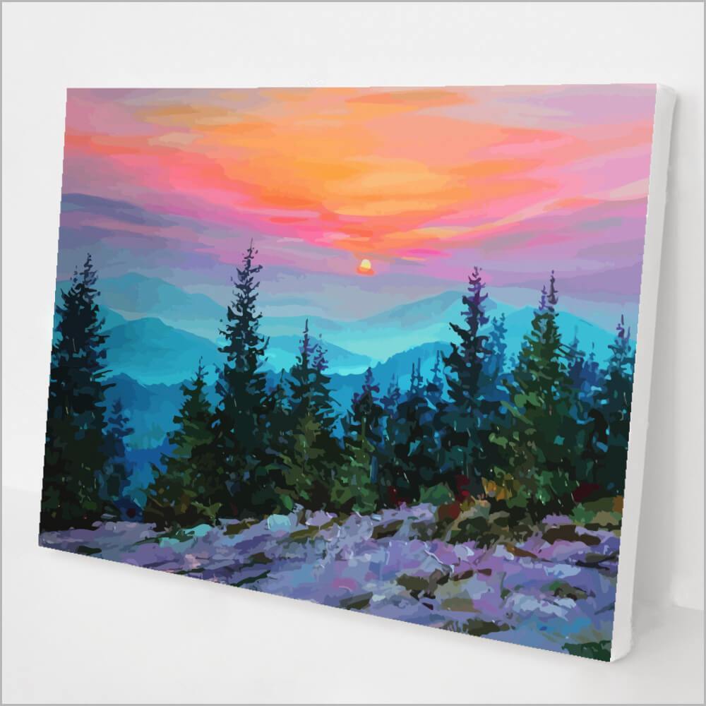 Paint by Numbers Kit Misty Mountain Sunrise
