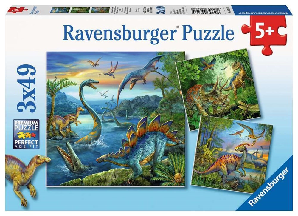 3x49pc Dinosaur Fascination Puzzle