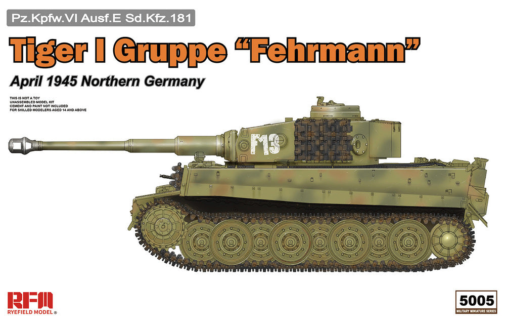 5005 1/35 Tiger I gruppe   Fehrmann   april 1945 w/workable track links Plastic Model Kit