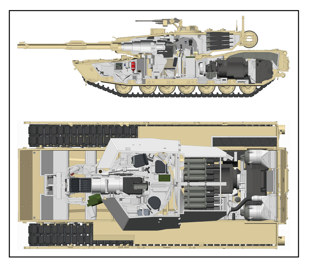 5007 1/35 M1A1/ A2 abrams w/full interior and workable track links Plastic Model Kit