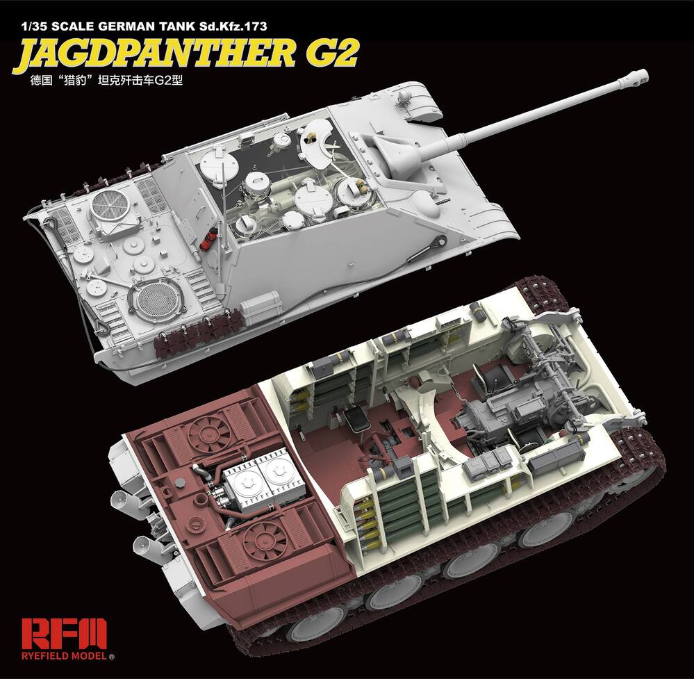 5022 1/35 Jagdpanther G2 w/full interior andworkable track links Plastic Model Kit