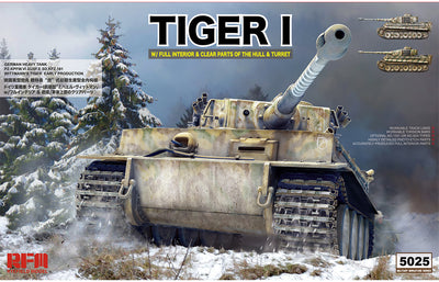 5025 1/35 Tiger I early production w/full interior and clear parts and workable track links