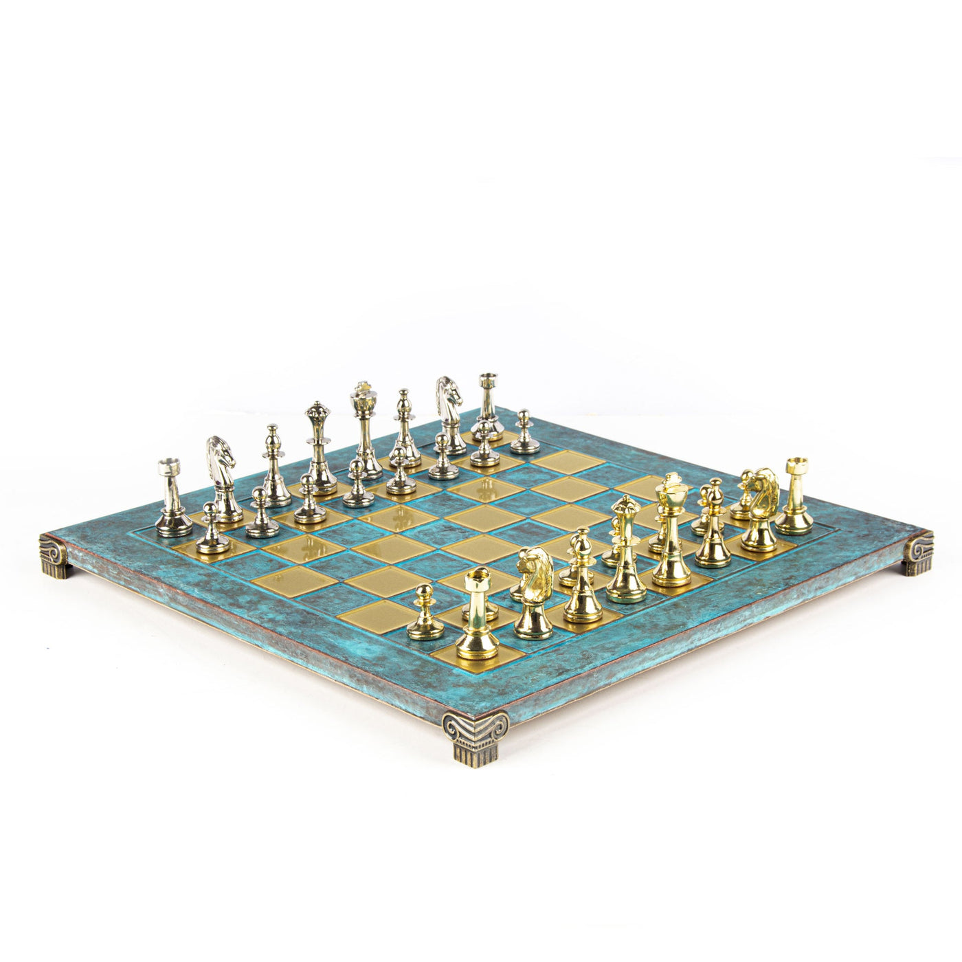 Classic Metal Staunton Chess set with Gold and Silver Chessmen and 36cm Chessboard i