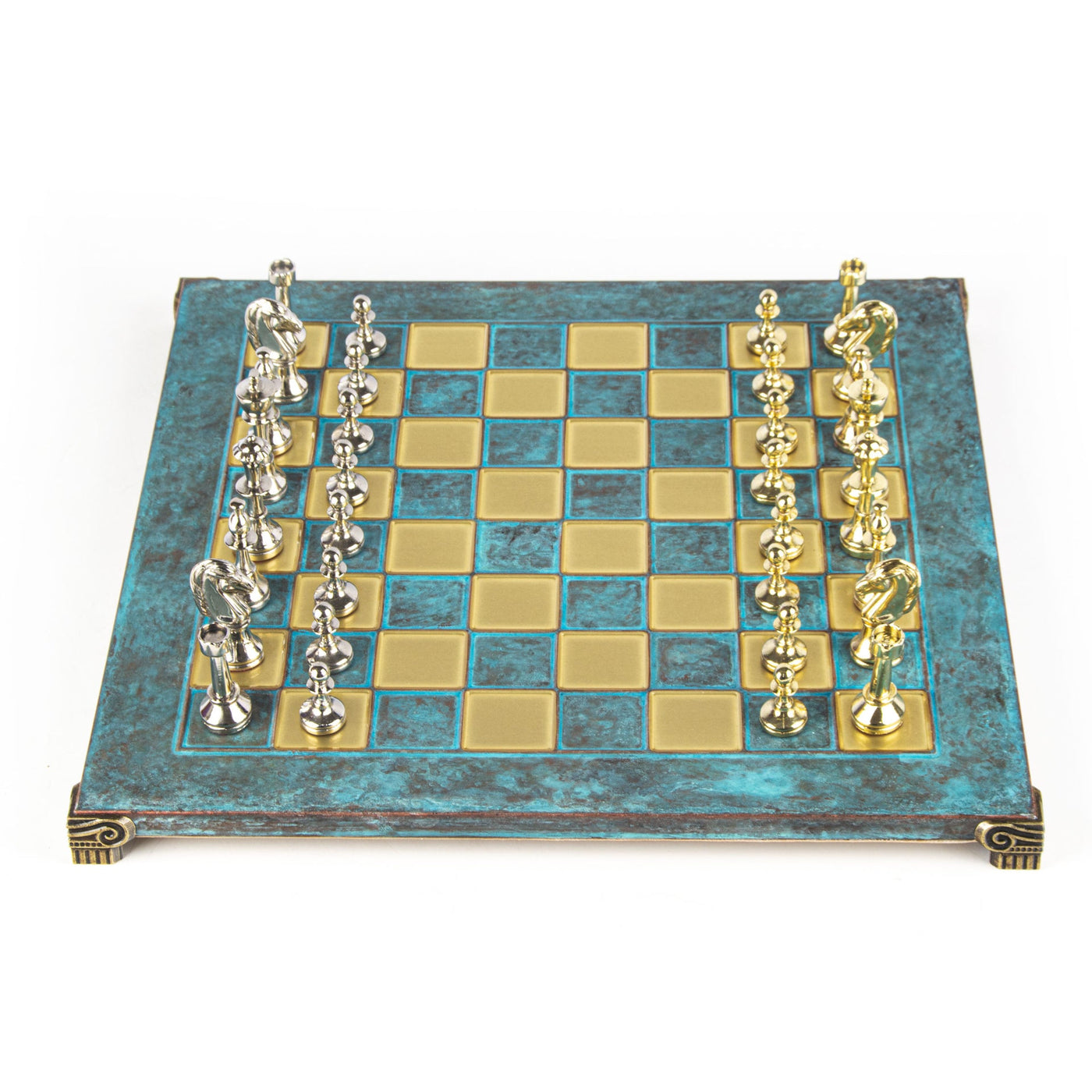 Classic Metal Staunton Chess set with Gold and Silver Chessmen and 36cm Chessboard i