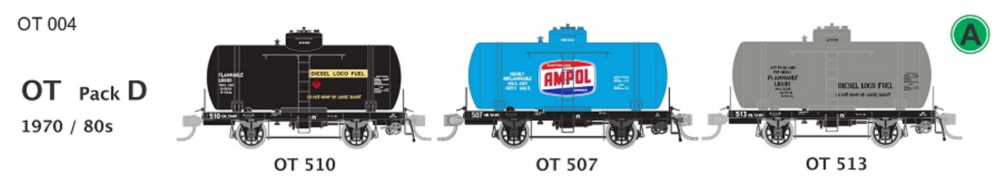 SDS Models - HO VR 4 Wheel Oil Tankers Pack D (Loco  OT510-Ampol OT507-Loco OT513)