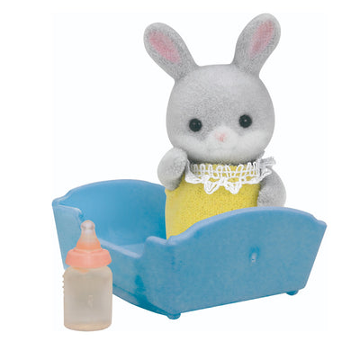 Cottontail Rabbit Baby with Bottle and  Crib