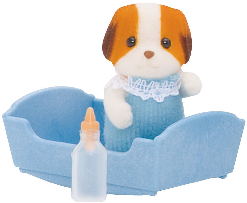 Sylvanian Families - Chiffon Dog Baby with Crib & Bottle