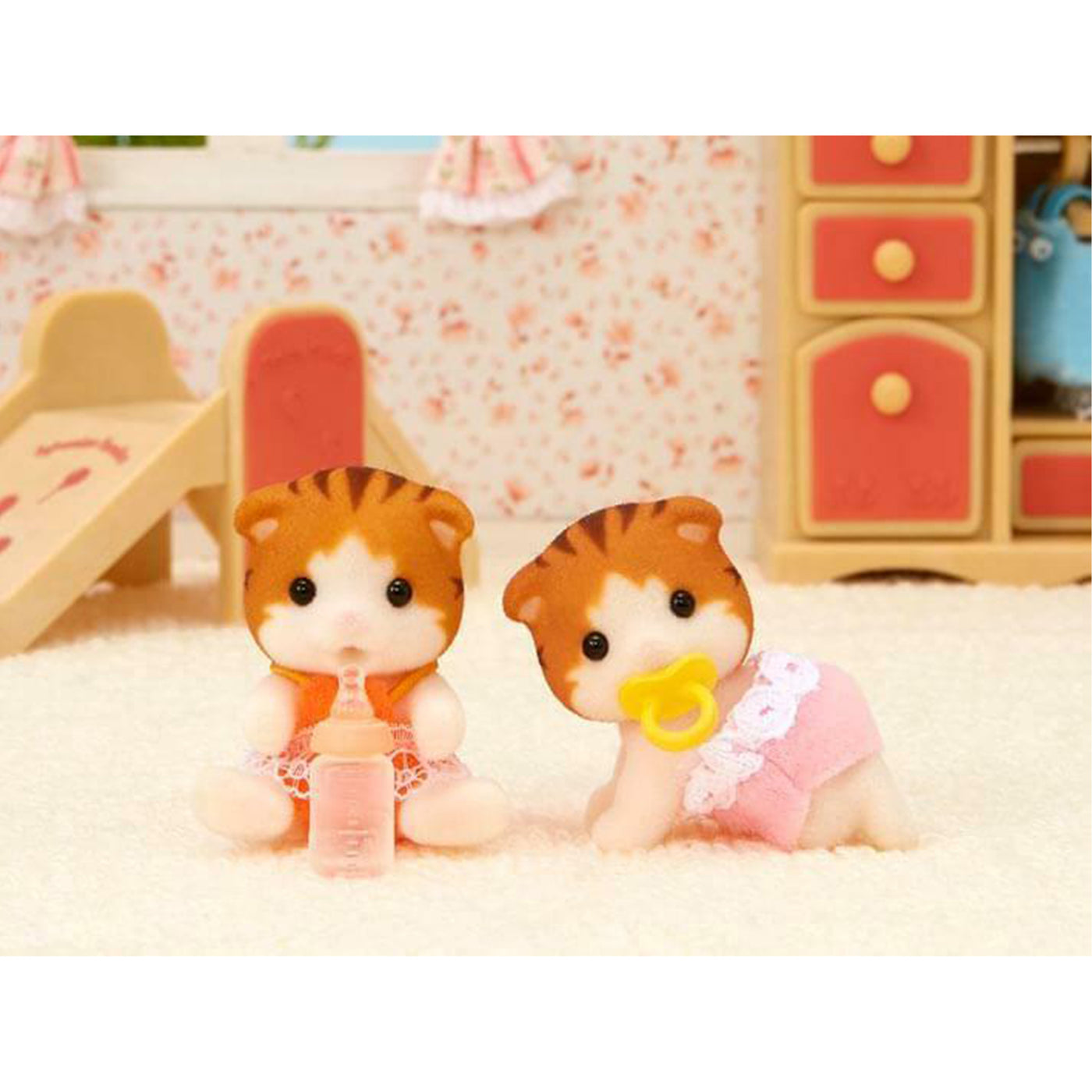 Maple Cat Twins with Bottle and Pacifier