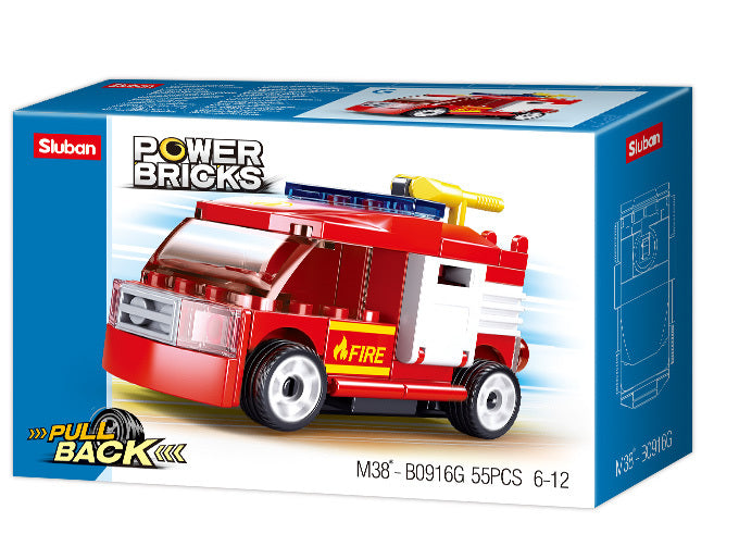 Power Bricks Pull Back Fire  truck 55 pcs
