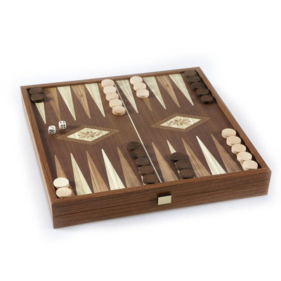 Chess/Backgammon  Classic Style design in Walnut replica wooden case 41x41cm