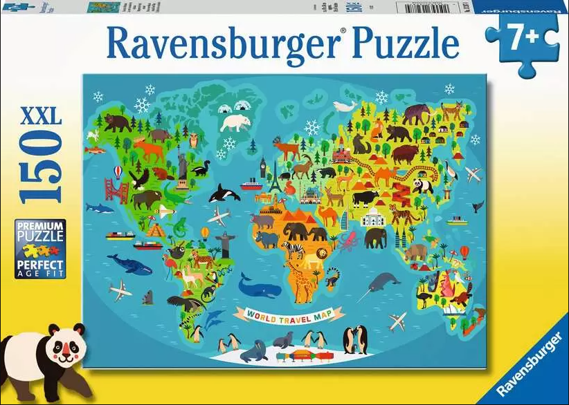 150pc Animal World Map Puzzle