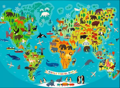 150pc Animal World Map Puzzle