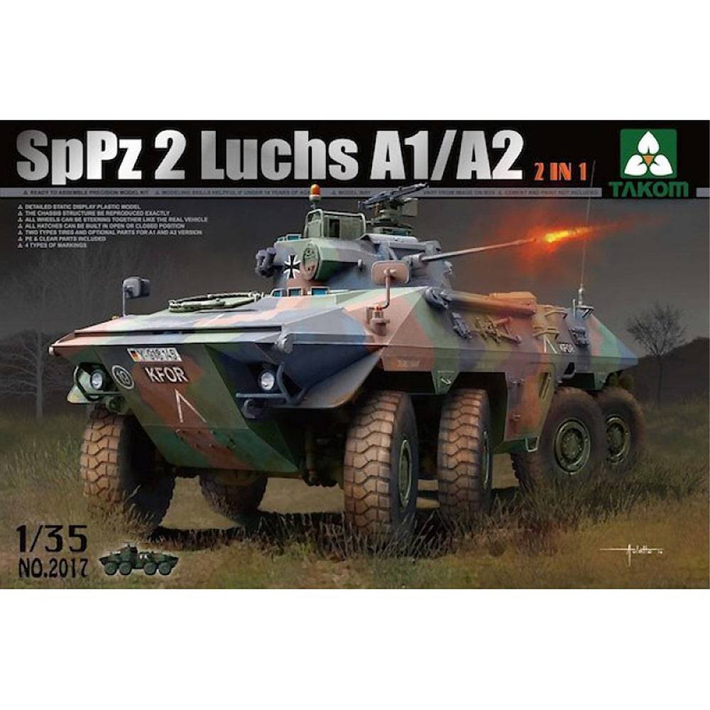 Takom - Takom 2017 1/35 Bundeswehr SpPz 2 Luchs A1/A2 2 in 1 Plastic Model Kit