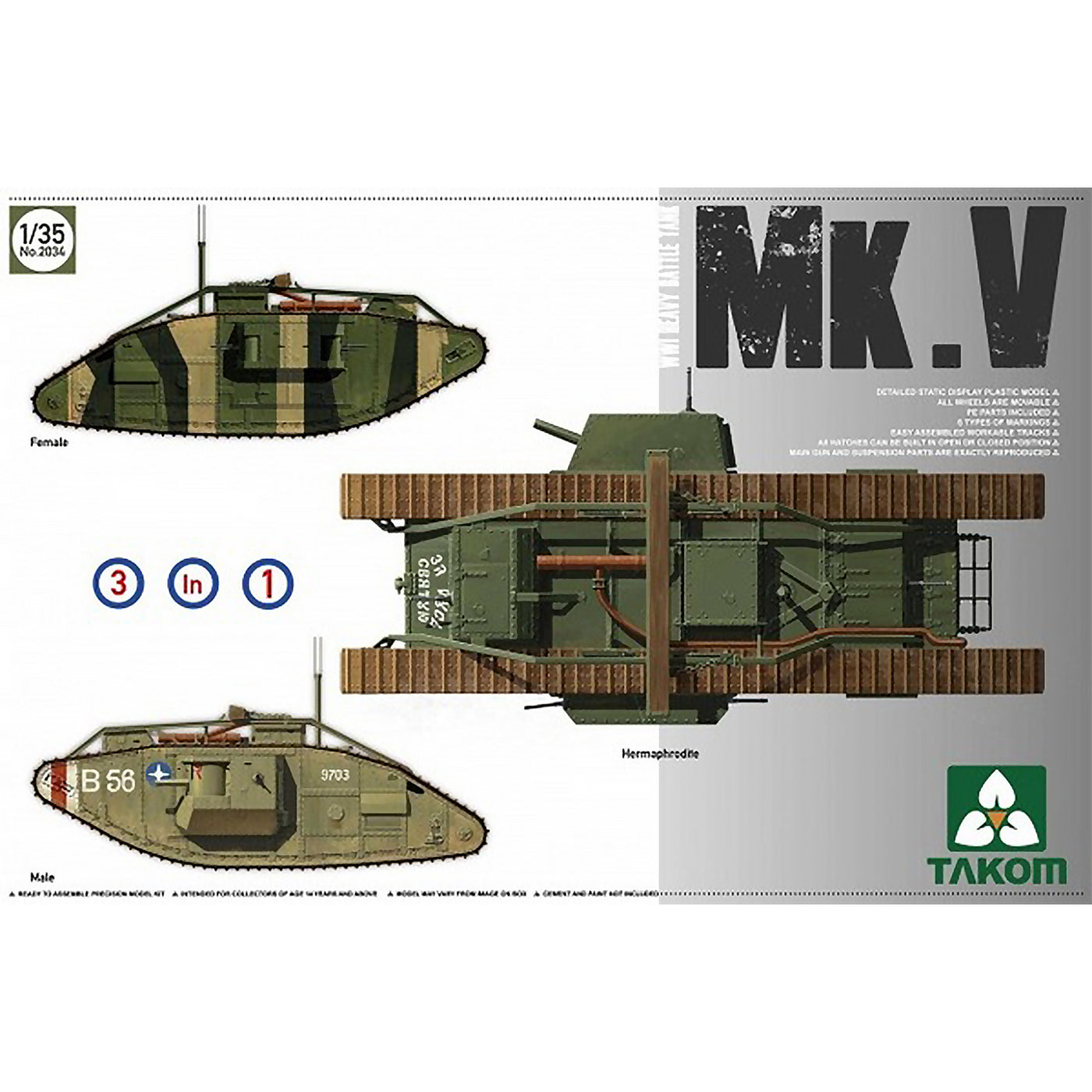 Takom - 1/35 Mk. V Heavy WW1Battle Tank