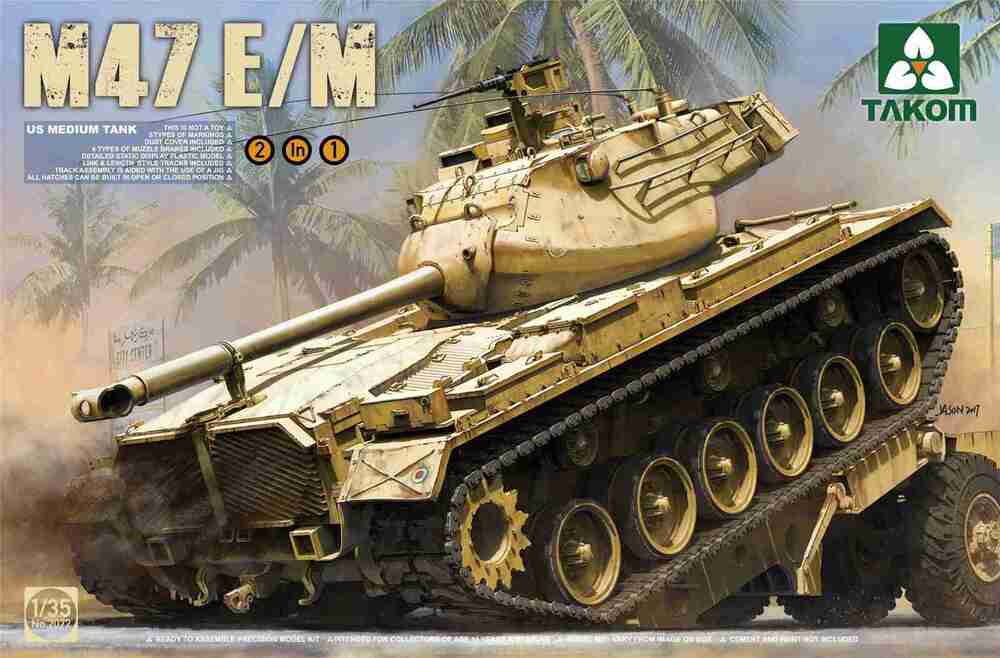Takom - Takom 2072 1/35 US Medium Tank M47 E/M 2 in 1 Plastic Model Kit