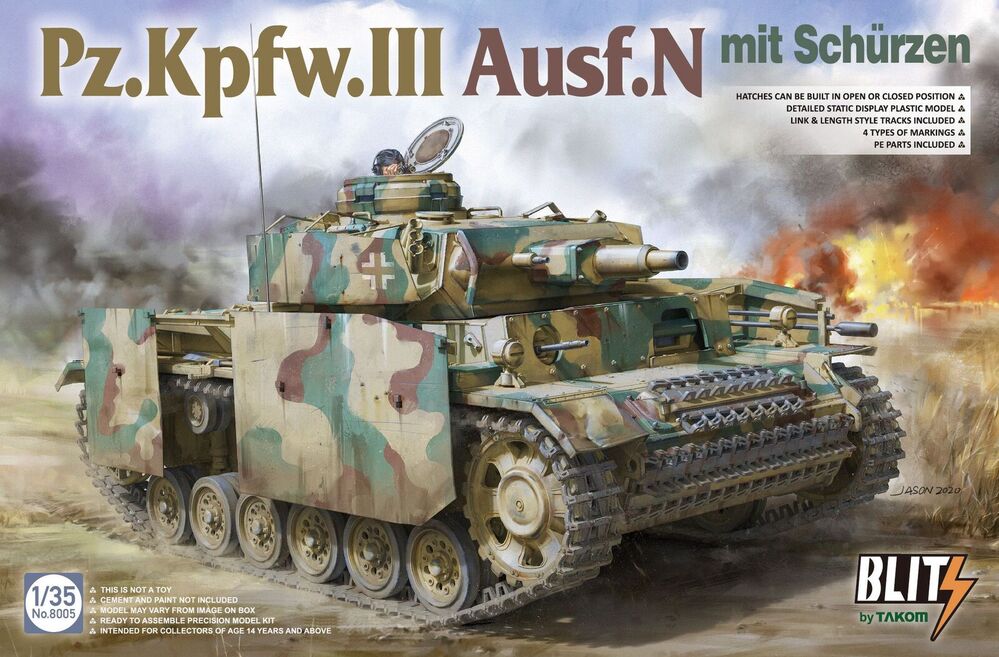 8005 1/35 Pz.Kpfw.III Ausf.N mit Sch rzen Plastic Model Kit