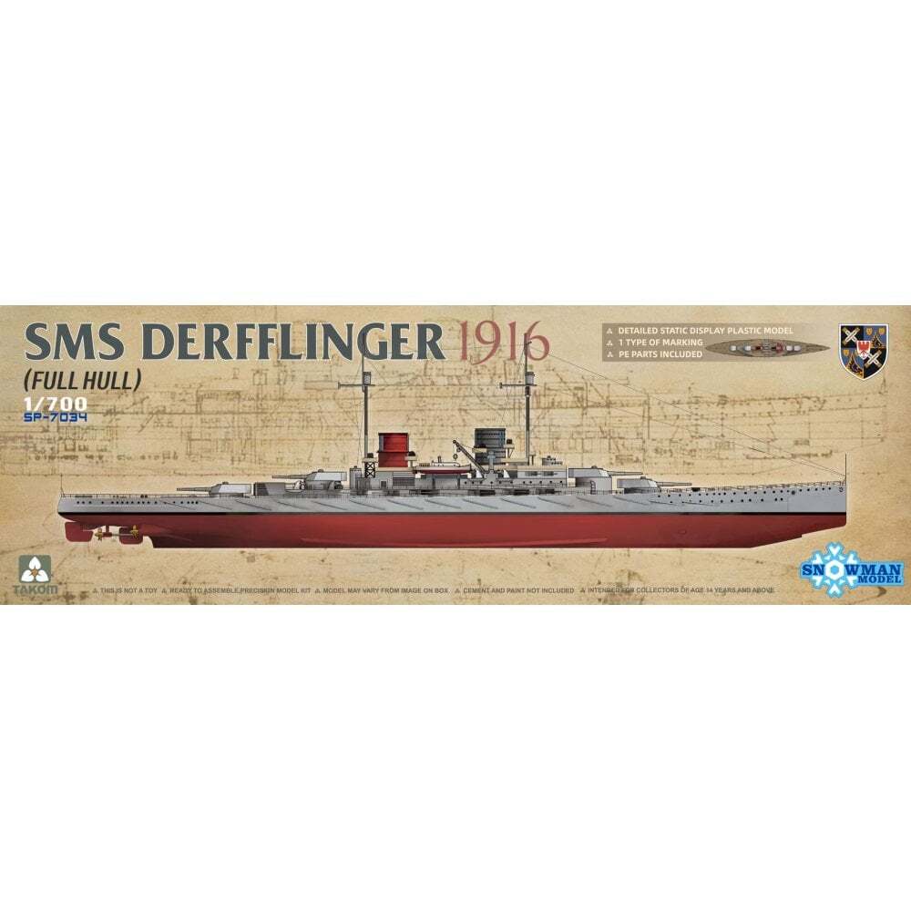1/700 SMS Derfflinger 1916 (Full Hull) Plastic Model Kit