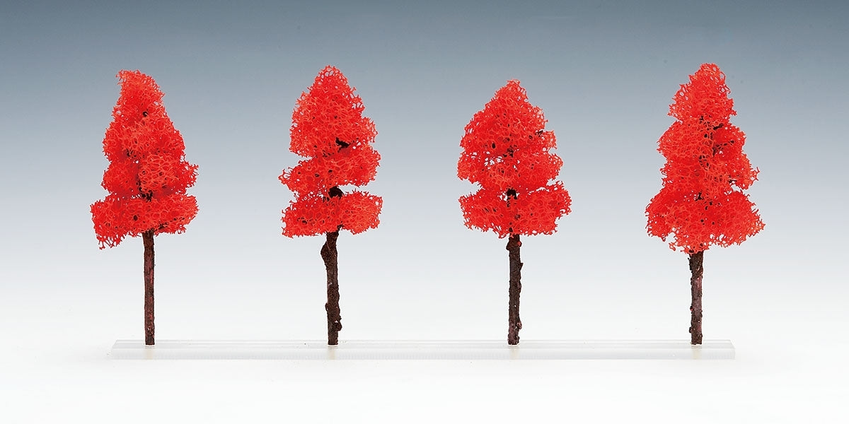 N Scale Deciduous Tree (Red/4pcs)