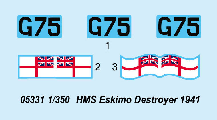 Trumpeter - 1/350 HMS Eskimo Destroyer 1941 *Aus Decals*