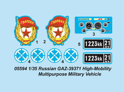 Trumpeter - Trumpeter 05594 1/35 Russian GAZ39371 High-Mobility Multipurpose Military Vehicle