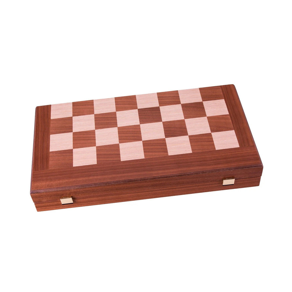 Handmade Mahogany Inlaid Chess and Backgammon with Black and Oak points 38x20cm