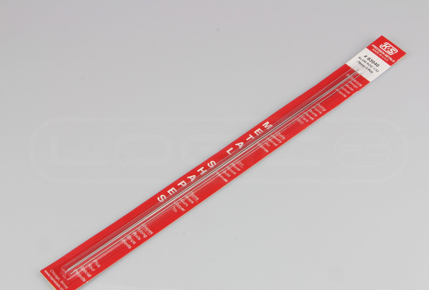 83040 SOLID ALUMINUM ROD (12IN LENGTHS) 1/32IN (3 RODS PER CARD)