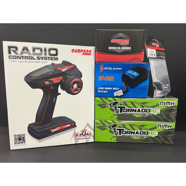 Electric RC Beginner Bundle RX TX ESC Servo 2x 2000mAh NiMH Battery and Charger