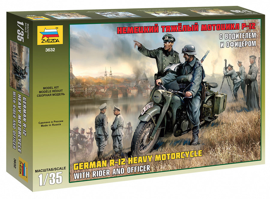 1/35 German R12 Heavy Motorcycle with Rider and Officer WWII  Plastic Model Kit