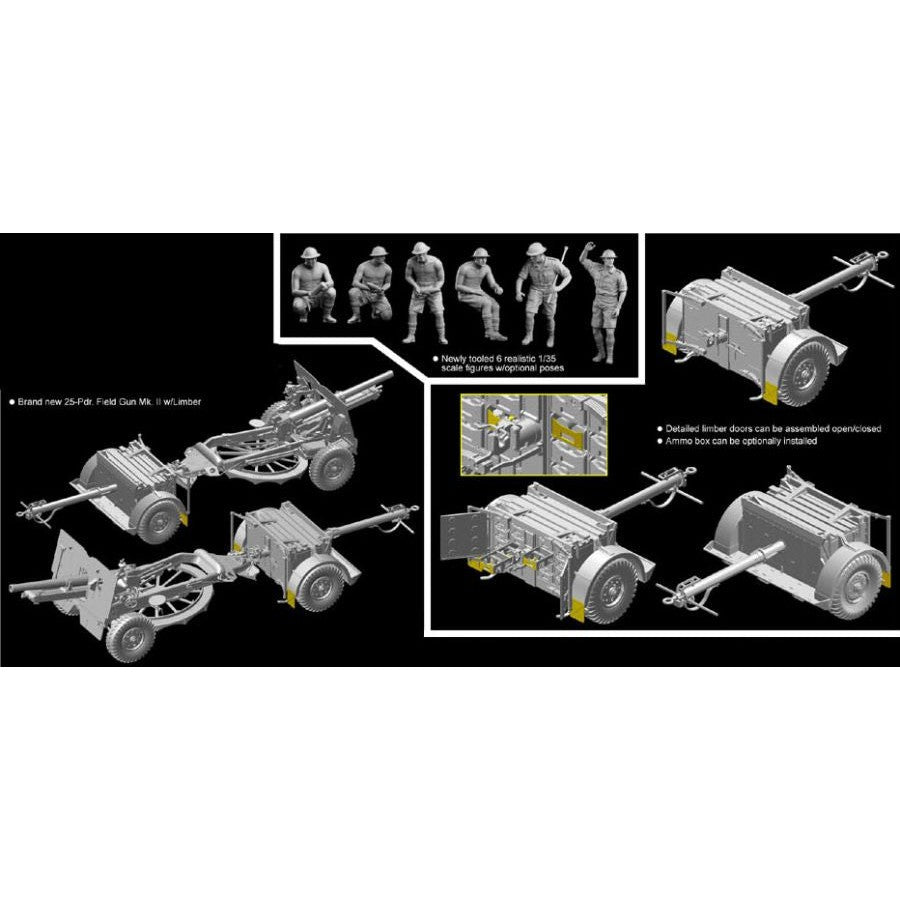Dragon 6675 1/35 BRITISH 25Pdr. FIELD GUN Mk.II w/LIMBER & CREW (SMART KIT)