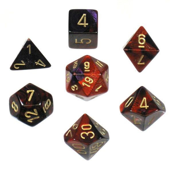 Gemini Purple/Red w/ Gold 7Die Set