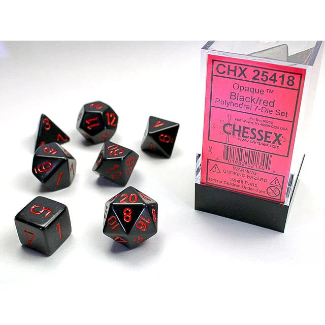 Opaque Polyhedral Black/red 7Die Set