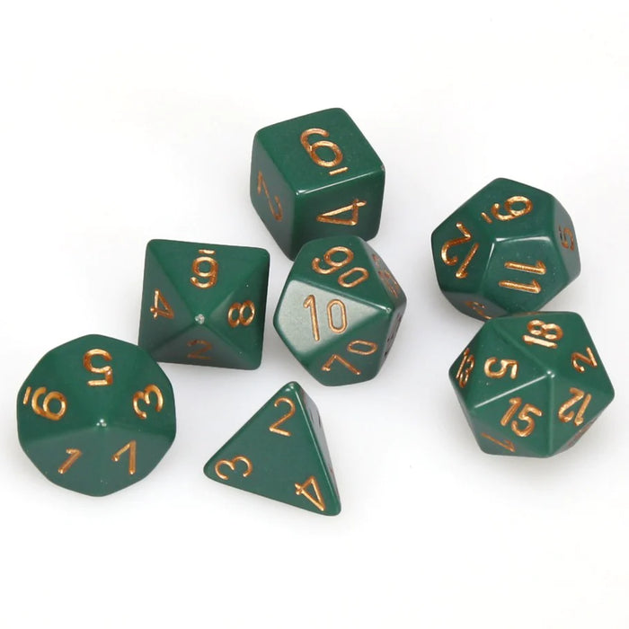 Opaque Polyhedral Dusty Green/Copper 7Die Set