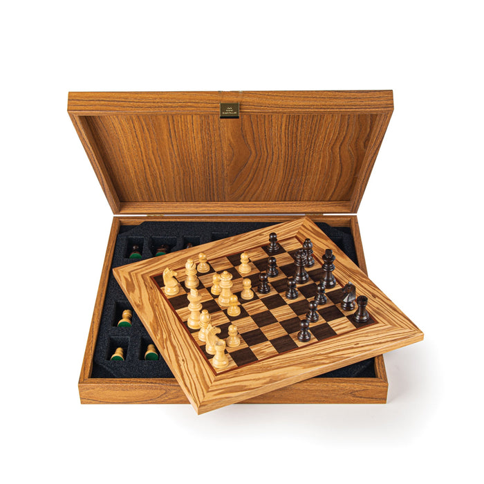 Wooden Chess set Olive burl Chessboard 34cm with Staunton Chessmen